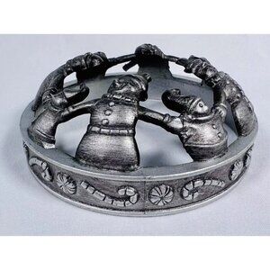 Preowned Decorative Yankee‎ Candle Illuma Lid Jar Candle Toppers Snowmen ( Used)